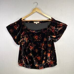 Woman's Loft Floral Velvet Top - Size Large Whimsygoth Autumnal Boho
